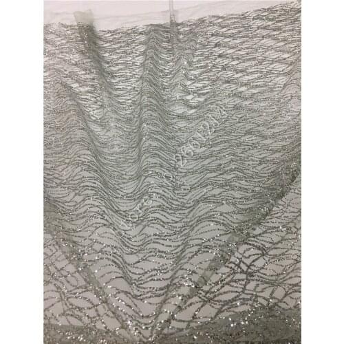 High quality French tulle lace with BZL-72506 embroidery clothing material 5 yards African glued glitter lace fabric