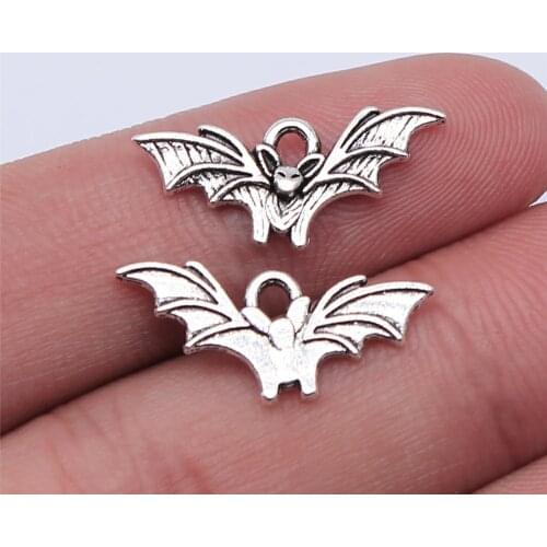 WYSIWYG 30pcs 21x9mm Antique Silver Color Antique Bronze Color Flying Bat Charms For Jewelry Making DIY Jewelry Findings
