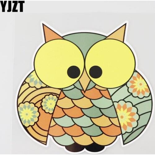 YJZT 13.7CMX13.2CM Colorful Owl PVC Decal Cartoon Modeling Car Sticker Window 11B-0379