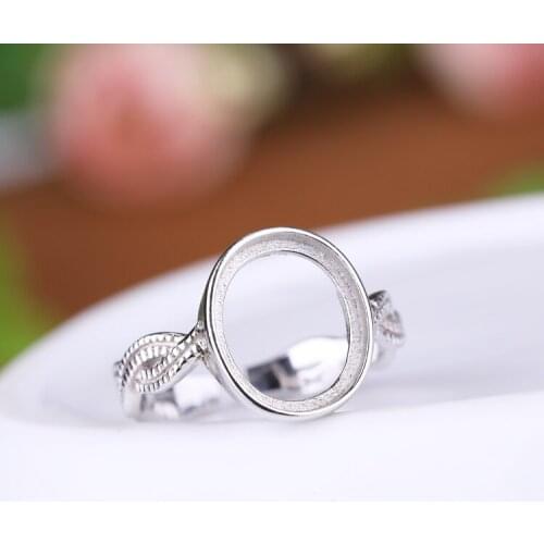 925 Sterling Silver Semi Mount Ring for Women 10x12mm Oval Cabochon Ring Setting DIY Stone Engagement Wedding Ring 420744339