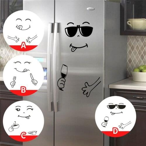 1PC Creative Cute Fridge Stickers Stickers Refrigerator Kitchen Refrigerator Wall Stickers Art Cute Smiley Wall Home Decoration
