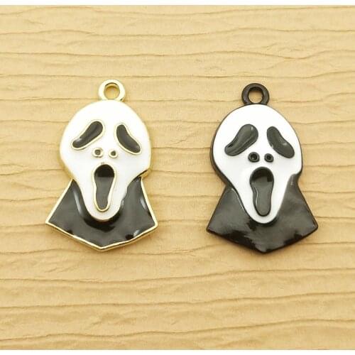 10pcs 16x25mm enamel skull ghost charm for jewelry making and crafting fashion earring pendant cute necklace bracelet charms