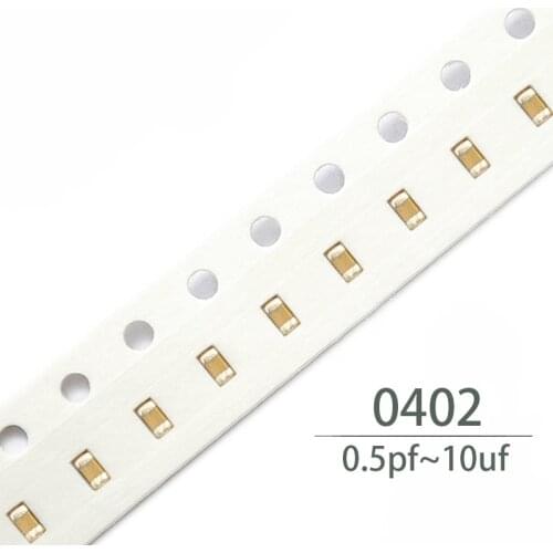 100PCS 0402 smd capacitor ceramic 100nf 220nf 470nf 1uf 2.2uf 4.7uf 10uf 22uf 47uf 100uf capacitors kit sets