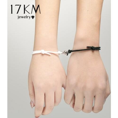 17KM 2pcs Couple Magnet Attract Lover Couple Bracelet Gift For Men Women Best Friend Rope Charm Bracelets Personality Jewelry