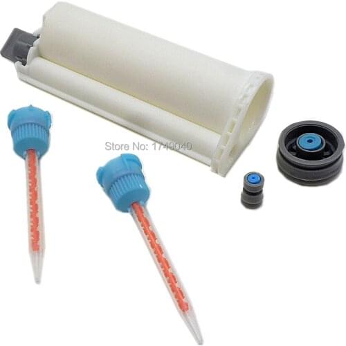 2pcs Static Mixer Mixing Nozzle with 50ml 10:1 Empty Dual Cartridge Dispenser AB Glue Tube for Glue Gun 50ml 10:1 Caulking Gun