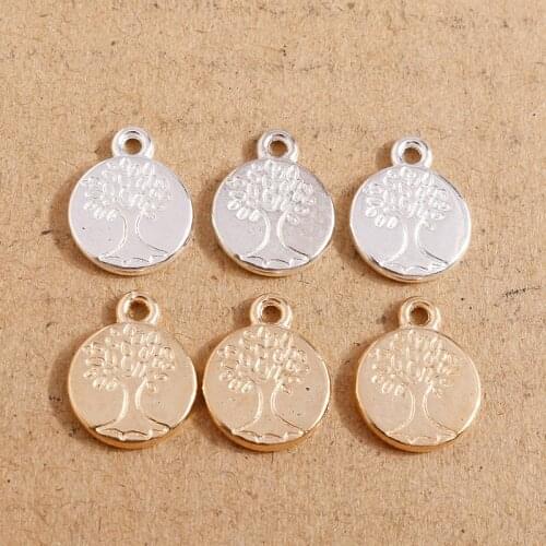 20pcs 12*15mm Gold Silver Color Life Tree Charms Pendants for DIY Making Craft Bracelets Necklaces Handmade Jewelry Accessories