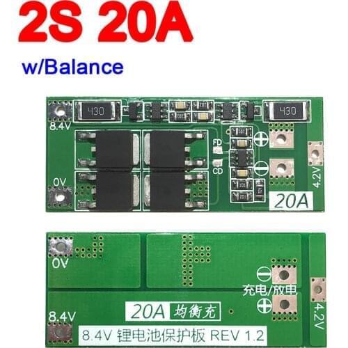 2S 20A w/ Balance 7.4V 8.4V 18650 Lipo Li-Ion Lithium Battery Protection Board BMS batteries F/ Start Electric drill tool 3.7V
