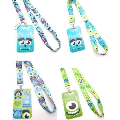 5 pcs cartoon green eye Neck Strap Card Bus ID Holders Identity Badge Lanyard