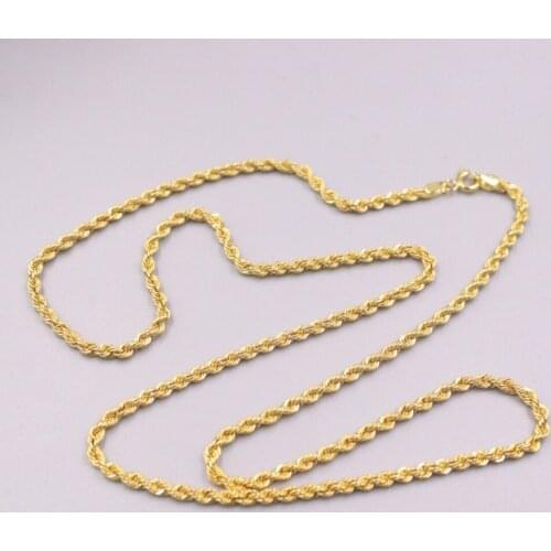 AU750 Pure 18K Yellow Gold Necklace New Twisted Rope Chain Necklace 4.8g / 22inch For Women Gift