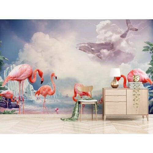 Bacal Custom classic modern minimalist hand-painted flamingo 3D wallpaper mural Nordic background papel de parede papier peint