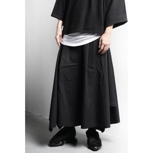Mens trousers new fashion casual loose performance mens super wrapped wide leg pants skirt pants large Capris