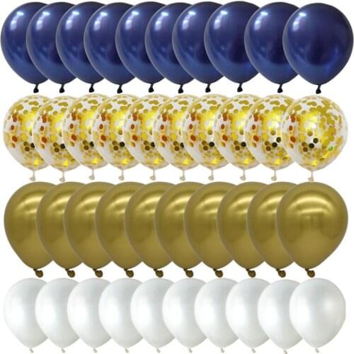 40pcs Pearl Ink Blue Chrome Metallic Latex Balloons Baby Shower Birthday Party Decor Confetti Balloon Wedding Bride Decoration