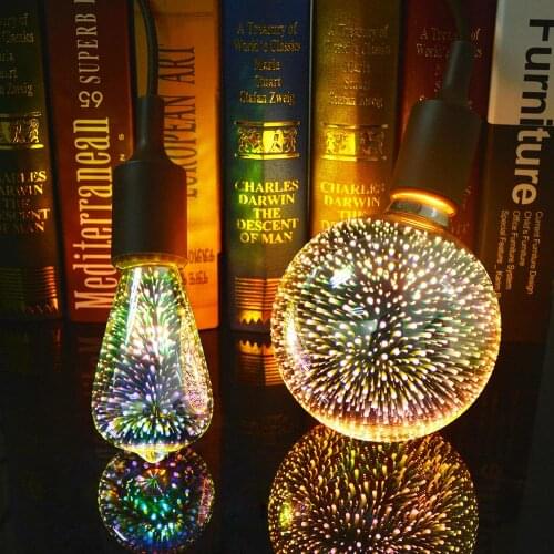 E27 3D Decoration Bulb Firework Neon Light AC 110V-220V ST64 G95 G80 G125 A60 Neon sign For Home Holiday Decoration Lighting