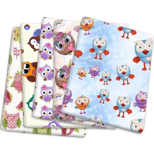 20x33cm Owl Birds Printed Polyester Cotton Fabric for Patchwork Tissue Sewing Quilting Needlework DIY Handmade,8Yc18379