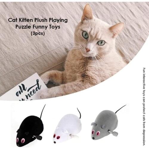 Cat Winding Mechanism Plush Mouse Rat Kitten Teasing Trick Interactive Toys for Cat Kitten Playing Toy Cat Products