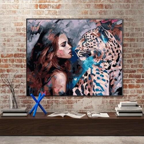 Character natural animal flower skirt oil painting DIY painting digital art painting digital family Hotel decorative painting