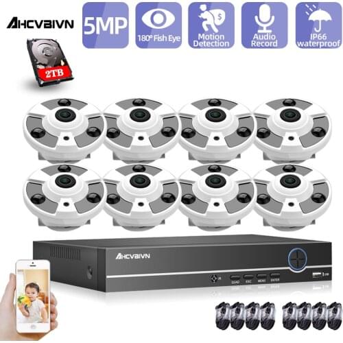 8CH 5MP Security NVR Set 5.0MP POE Camera Motion Detection Audio Sound CCTV System Dome Outdoor Waterproof Surveillance Kits HDD