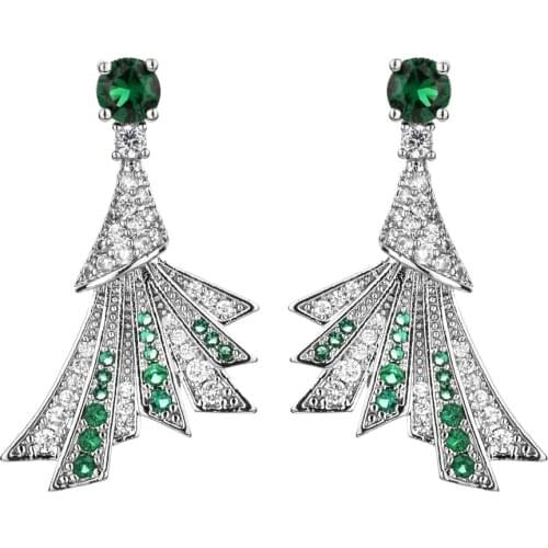 Korean fashion temperament green plant zircon earrings suitable for women/girls wedding party jewelry earrings ER-481
