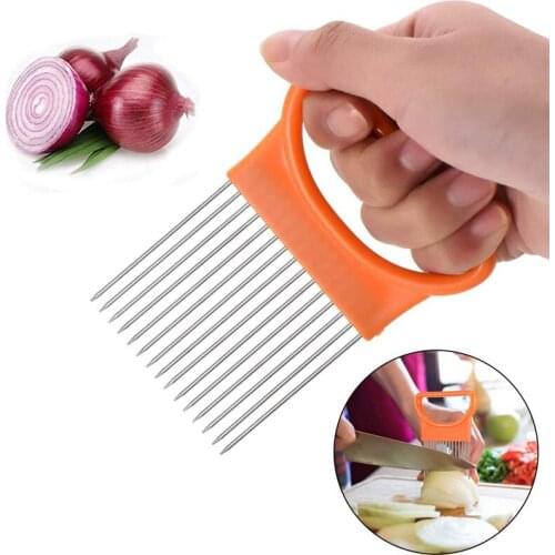 Stainless Steel Onion Slicer Vegetable Tomato Holder Slicer Cutter for Kitchen Safety Fork Vegetables Slicers Cooking Tools