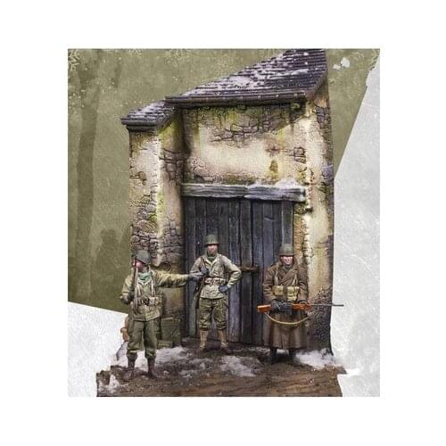 1/35 Scale Models Resin WW2 3 US Soldiers Stationed WWII Figure Unpainted GK Model Kit Diorama Handmade DIY Fun Gift