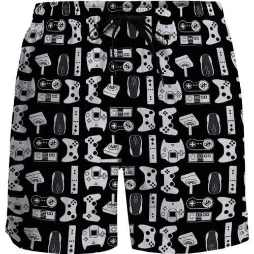Men Casual Shorts Game Controllers Gamepad Printing Shorts Breathable Quick Dry Surfing Beach Pants Running Sports Shorts