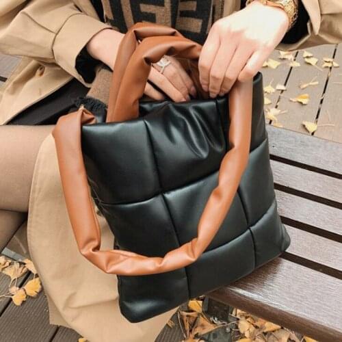 Soft woven shoulder bag women shoulder bags Casual fashion personality sponge 2021 new high quality PU leather ladies handbags