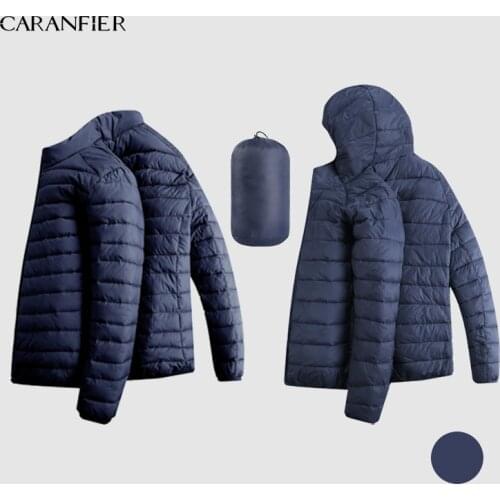 CARANFIER New 2019 Jacket Coat Autumn Winter Parkas Men Casual Parkas Mens Coat Zipper Outerwear Mens Brand Clothing S-3XL