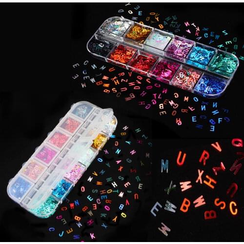 New 1 Box Laser 3 Style Letter Number Sequins UV Epoxy Resin Mould Filling DIY Supplies For Jewelry Making Finding Nail Art