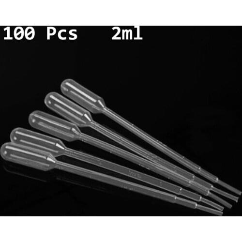100Pcs 2ML Disposable Pipettes Safe Plastic Eye Dropper Transfer Graduated Pipettes for Lab Experiment Supplies