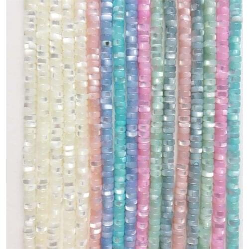 Flat Round Natural Heishi Stone Small Pear Dyed Shell Pearl Disk Beads For Jewelry Making Disc Necklace Bracelets Earrings DIY