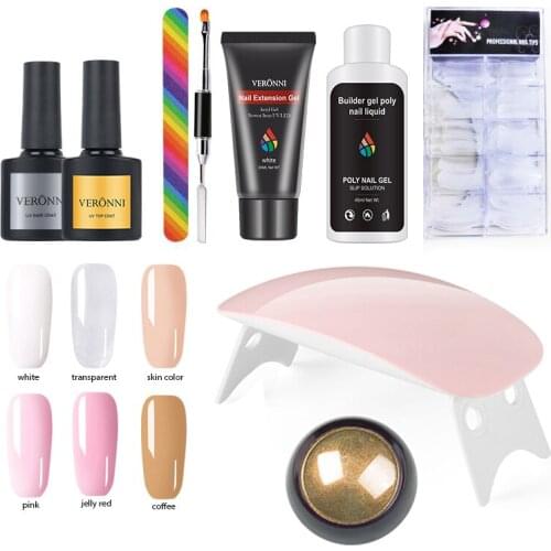 Poly Nail Gel Extension Kit 15ml 6 Colors Builder Gel Crystal Jelly UV Gel Manicure Set Gel Nail Polish Nail Decorations
