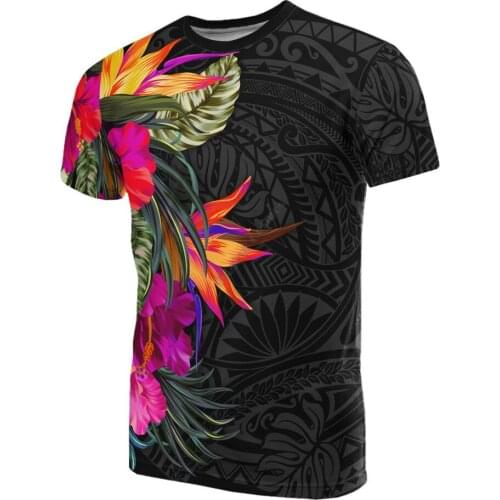 Polynesian T-shirt Hibiscus Pattern 3D Printed t-shirt Harajuku T shirts Men For Women Short Sleeve