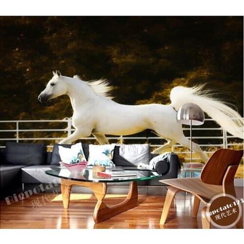 Custom 3D wallpaper, running elegant white wild horse papel de parede, living room sofa TV bedroom wall paper