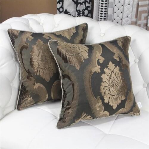 Luxury Royal Cushion Embroidered Tassels Square Floral Pillow Cover for Sofa Car Bedroom Brown Decoration salon Pillowcase
