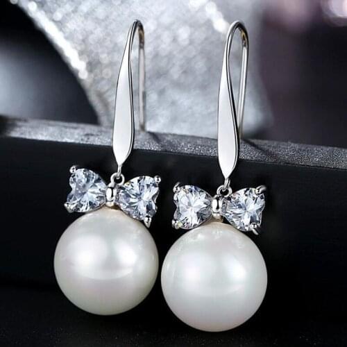 Luxury Silver Gold Color Brilliant pearl Earrings for Women Fancy Female Gift Timeless Styling Classic Jewelry Wedding