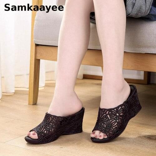 Sandals Women Slippers Platform Shoes Wedge Sandals Clogs Size 36-40 Summer 7.5cm High Heels Jelly Shoes Breathable Zapatos 18