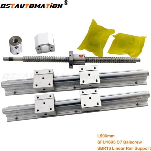 SBR16 Linear Round Guide RM1605 Ballscrew 500mm SFU1605 Ball Nut Bracket BK12 BF12 Ball screw Support Flexible Coupler SBR16UU