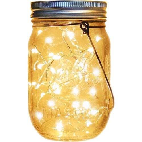 Mason Jar Lid Bottle Light Fairy String Lights Street Garland Solar LED For Wedding Party Christmas Decor Outdoor Garden Lantern