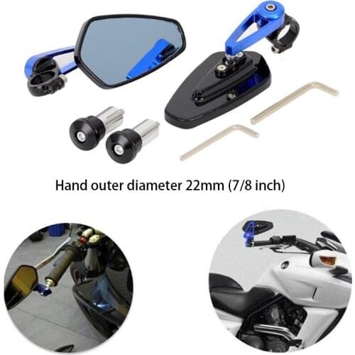 Universal 22mm 7/8" Motorcycle Handlebar Rear View Mirror Handle Rod End Side Mirror