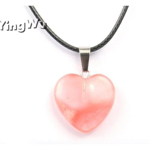 Yingwu Wholesale 5pcs Jewelry Gift Heart Pendant Necklace Natural Stone Quartz Stone Rope Chain Necklace for Women Men Collars