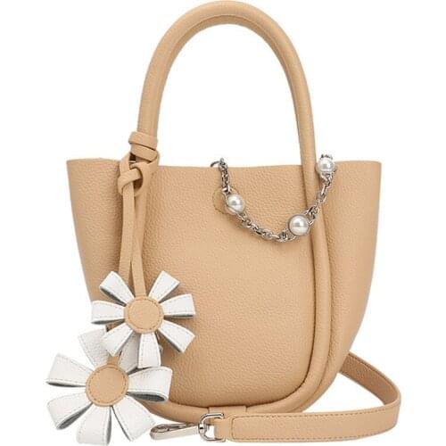 Flowers Decor Handbags for Women Casual Shoulder Crossbody Bags Chains Small Totes Soft Leather Ladies Messenger Bag