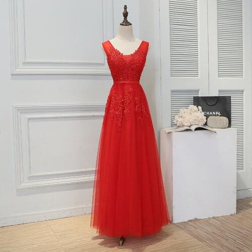 Beauty Emily V-neck beading Evening Dress 2018 High Quality Applique lace Prom gown Dresses long Real Photo Vestido De Festa