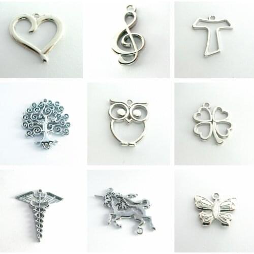 1pc Necklace Pendant For Woman Jewelry Making Owl Tree of Life Flower Heart Hang Charms DIY Accessories Pet Collar Keychain Gift