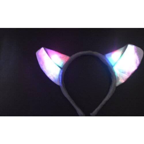 10pack Glowing Blinking Led Wolf Ear Head Hoop Animal Headband Head Wear Birthday Party Gift Halloween Cosplay Costume Props
