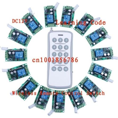 12V15CH RF wireless remote control switch system 15receivers&1 transmitter independently Toggle/Momentary/Latched Adjustable