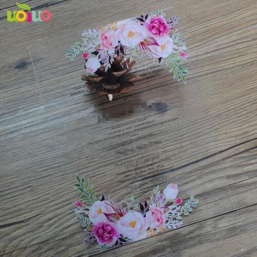 20pcs love flower customize laser cut wedding invitations cards elegant acrylic invitation cards wedding