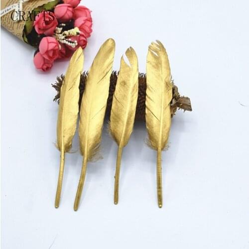 20 pcs beautiful spray gold duck feathers & DIY sewing decorative handicrafts accessories
