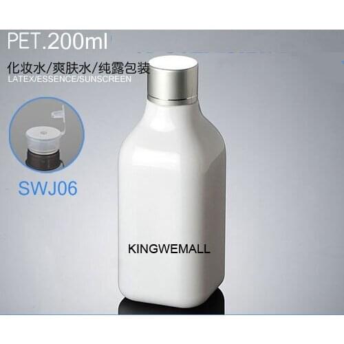 300pcs/lot 200ml silver screw top cap refillable bottle Bottles white square Empty Bottle