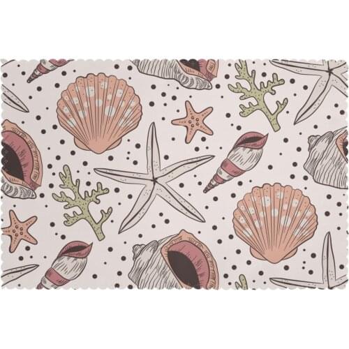 Table Mats Drink Coaster Table Placemats Vintage Seashell Coffee Mug Cup Coasters 6 PCS Non-slip Pads