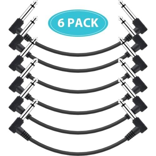 Ammoon 6pcs/pack Guitar Effect Pedal Cables Instrument Patch Cord 15cm 1/4 Inch Right Angle TS Plug PVC Jacket